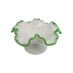 Fenton glass Emerald Crest Milk Glass Footed Compote Bonbon Candy Dish